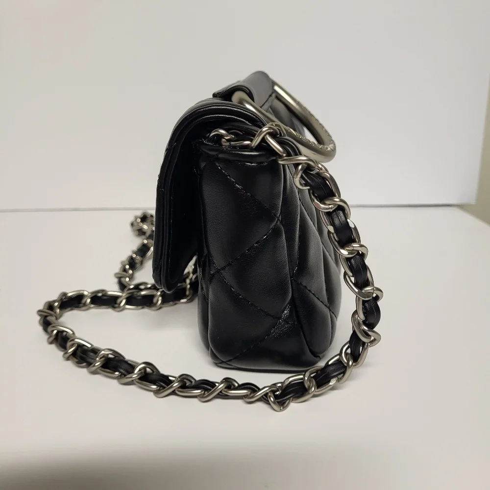 French Connection Quilted Small Crossbody Bag Purse Black NWT - Picture 3 of 8